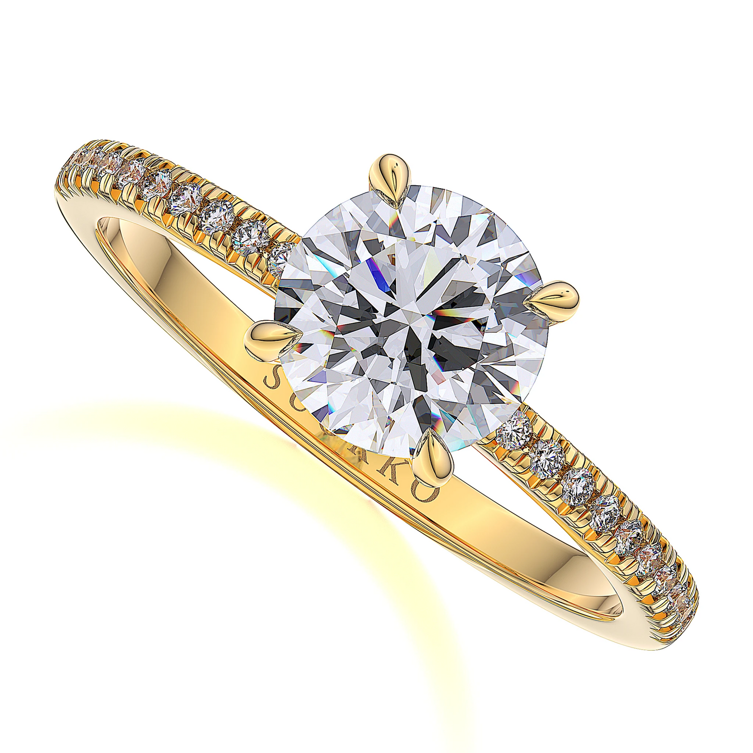 Suokko Timanttikorut -timanttisormus keltakultaa, jossa istutettuna 23 timanttia. Tuotekoodi SR002BR150