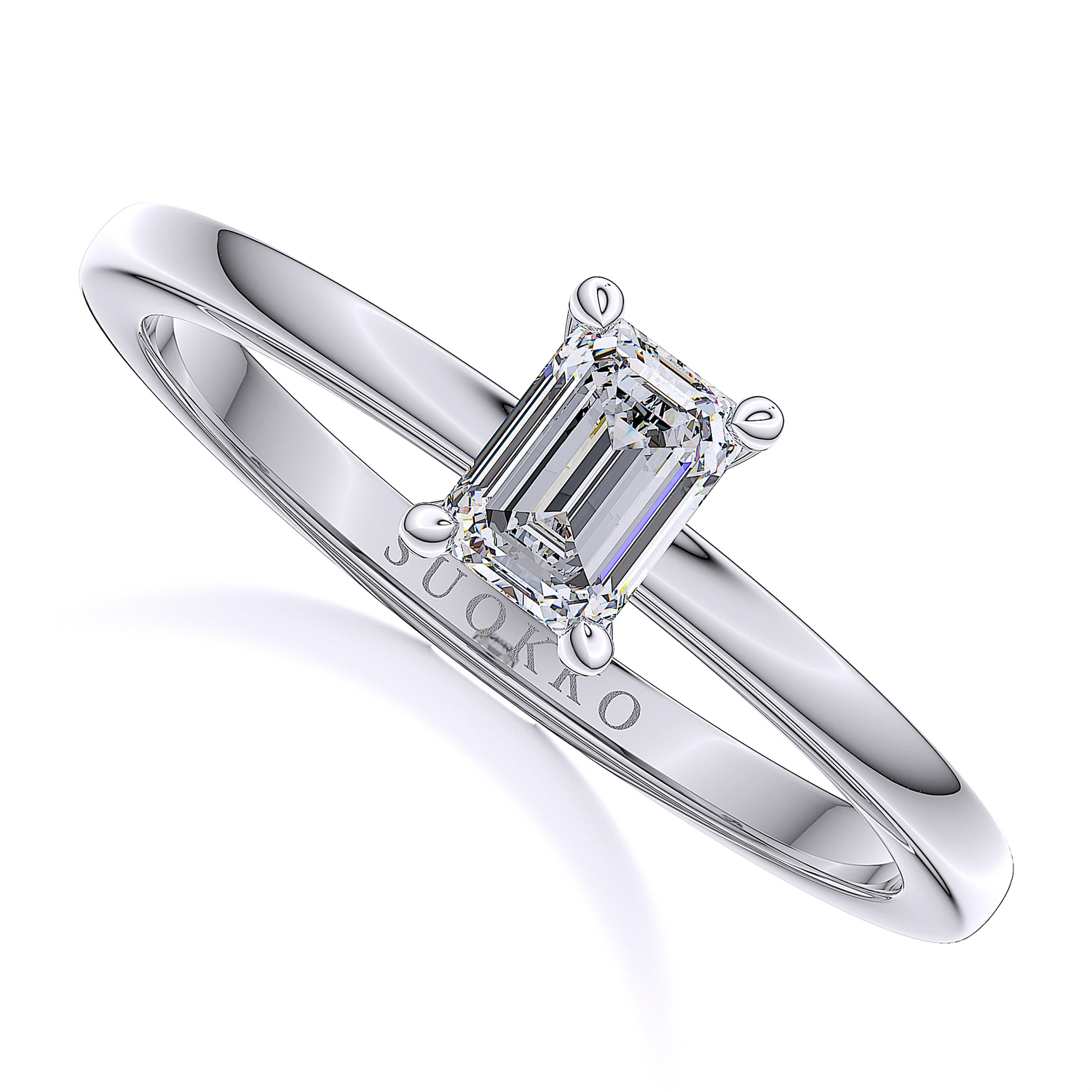 Suokko Timanttikorut -timanttisormus valkokultaa, jossa istutettuna 1 timantti. Tuotekoodi SR005EM50