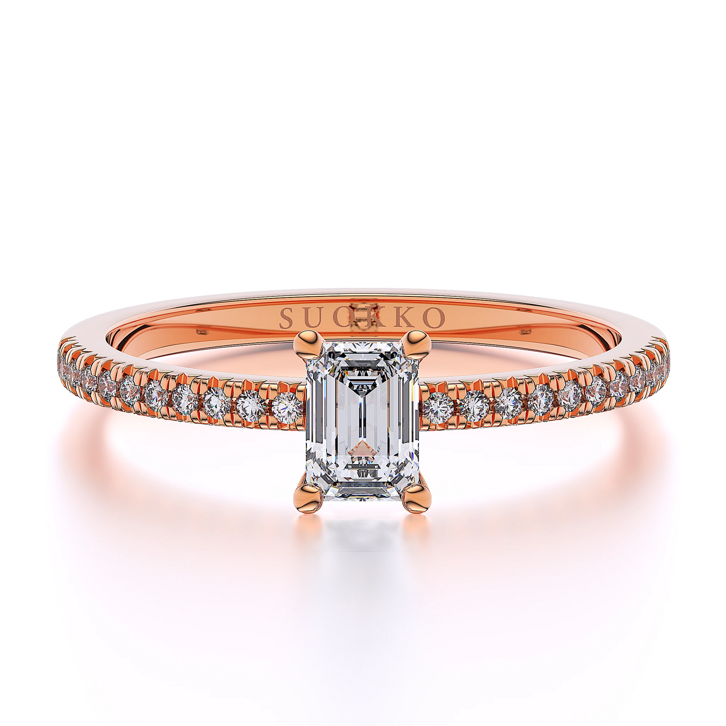 Suokko Timanttikorut -timanttisormus ruusukultaa, jossa istutettuna 23 timanttia. Tuotekoodi SR006EM50