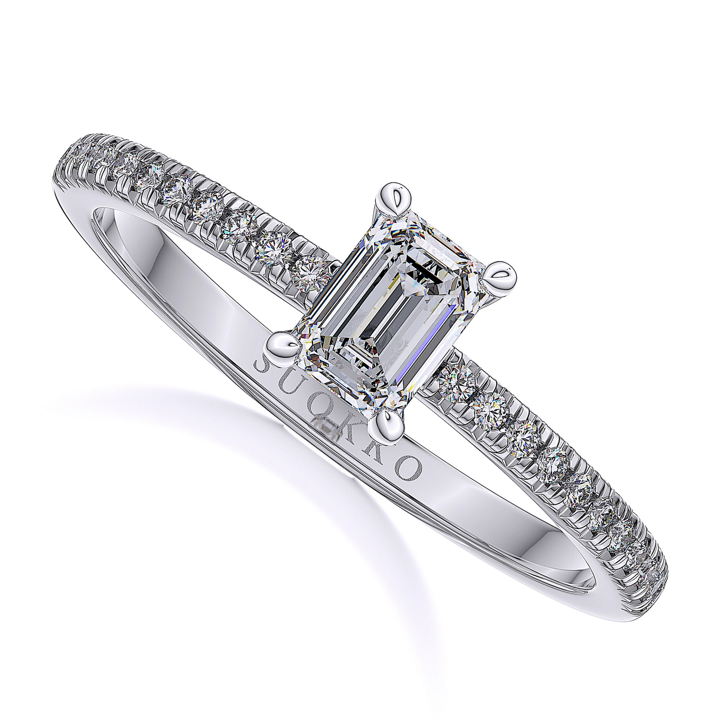 Suokko Timanttikorut -timanttisormus valkokultaa, jossa istutettuna 23 timanttia. Tuotekoodi SR006EM50