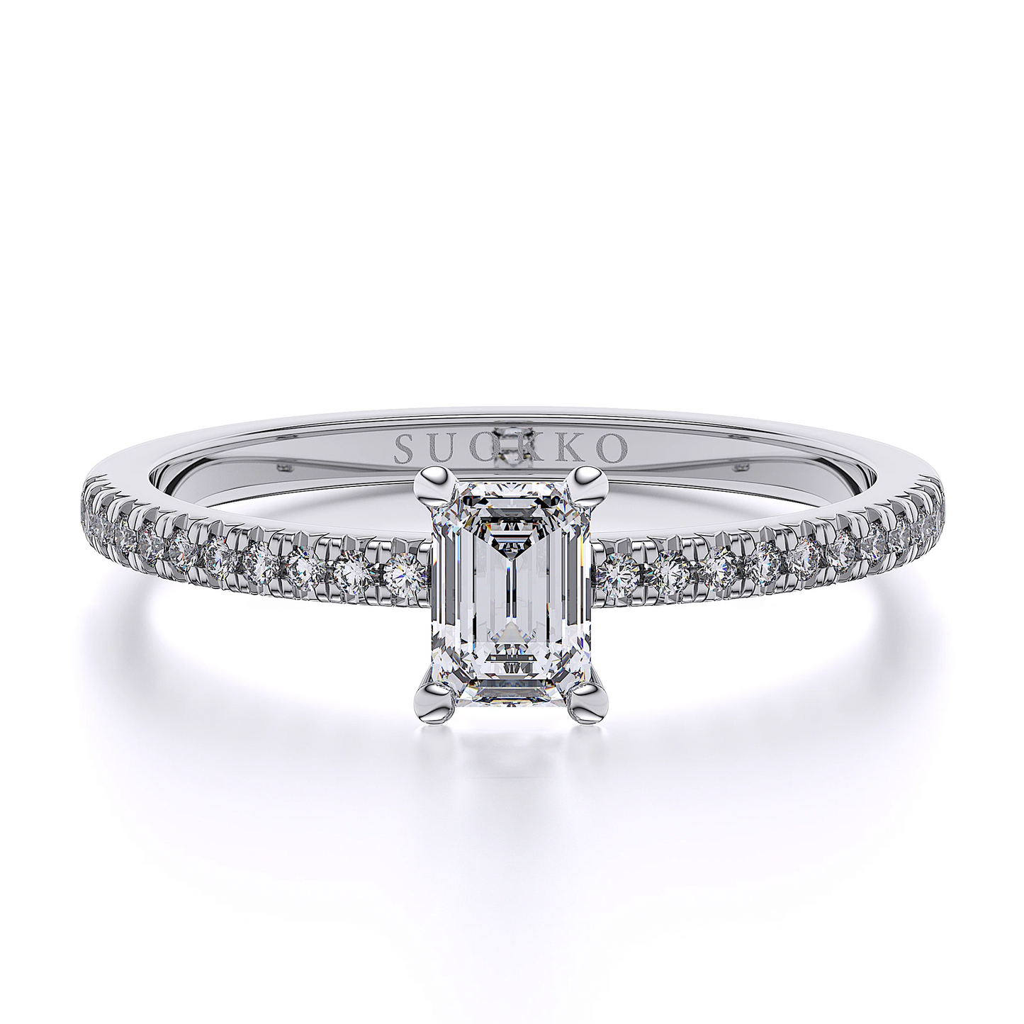 Suokko Timanttikorut -timanttisormus valkokultaa, jossa istutettuna 23 timanttia. Tuotekoodi SR006EM50