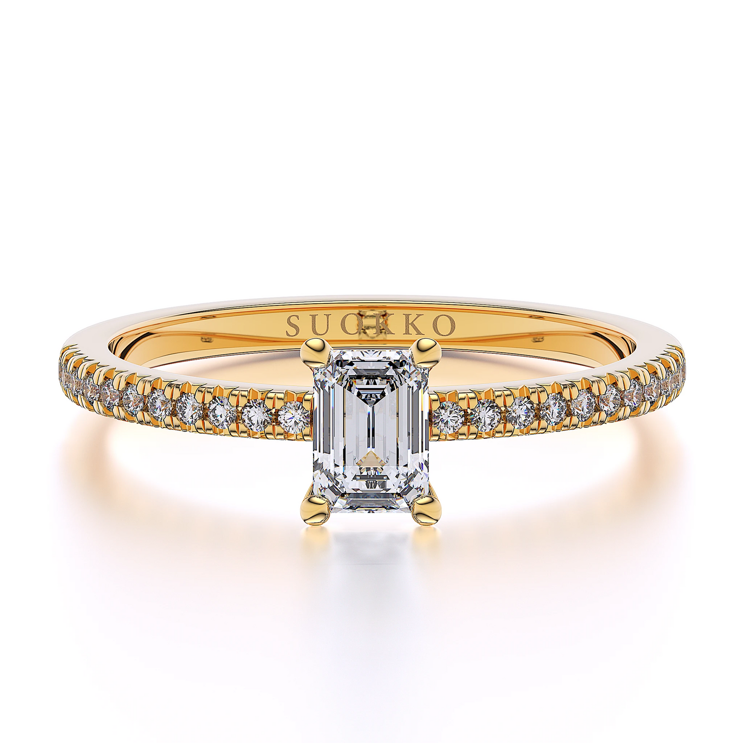 Suokko Timanttikorut -timanttisormus keltakultaa, jossa istutettuna 23 timanttia. Tuotekoodi SR006EM50