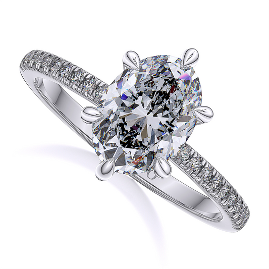 Suokko Timanttikorut -timanttisormus valkokultaa, jossa istutettuna 23 timanttia. Tuotekoodi SR008OV200