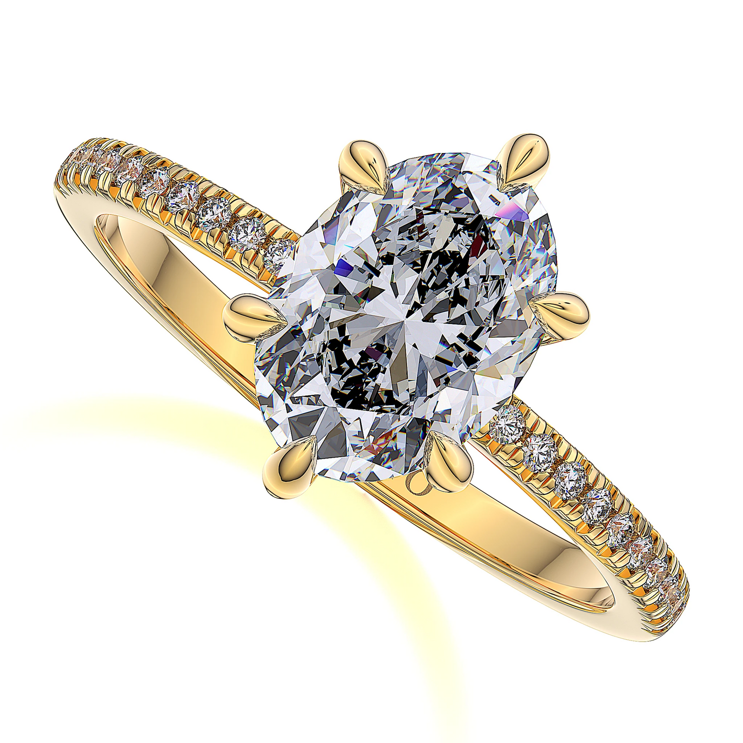 Suokko Timanttikorut -timanttisormus keltakultaa, jossa istutettuna 23 timanttia. Tuotekoodi SR008OV200