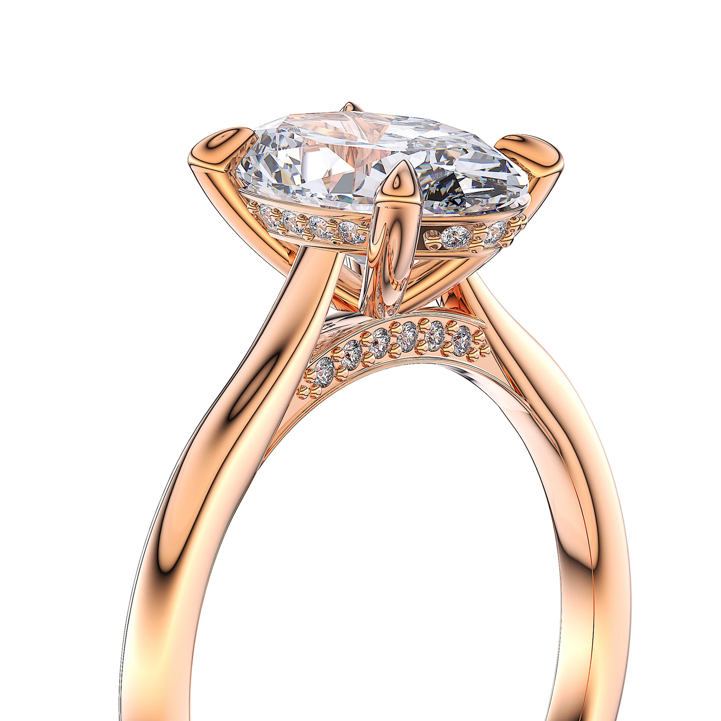 Suokko Timanttikorut -timanttisormus ruusukultaa, jossa istutettuna 27 timanttia. Tuotekoodi SR020OV200