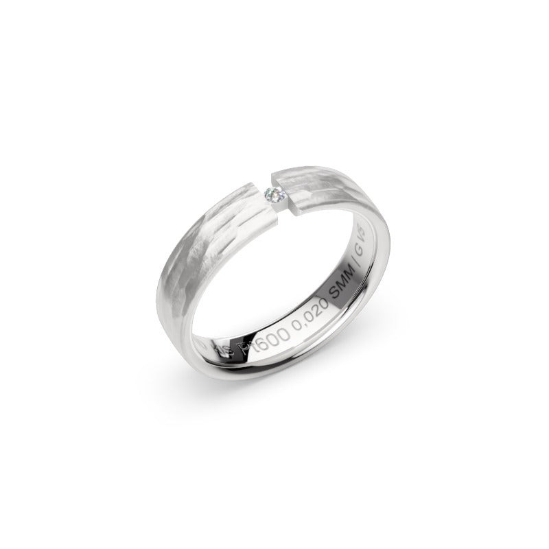 Salmi – platinainen timanttisormus, sivulta