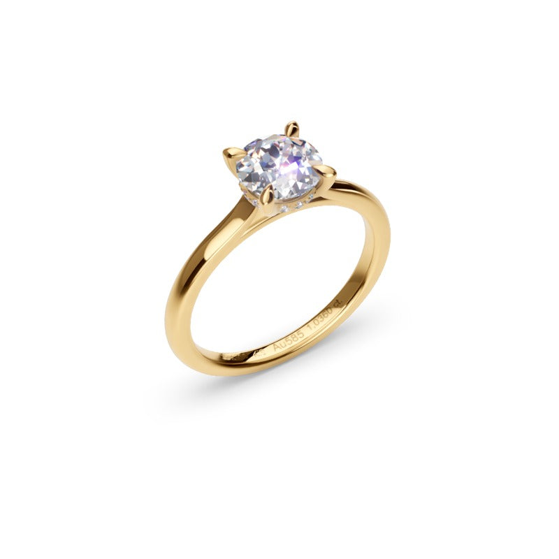 Amanda S A BR100 13 – keltakultainen solitaire-sormus, sivulta