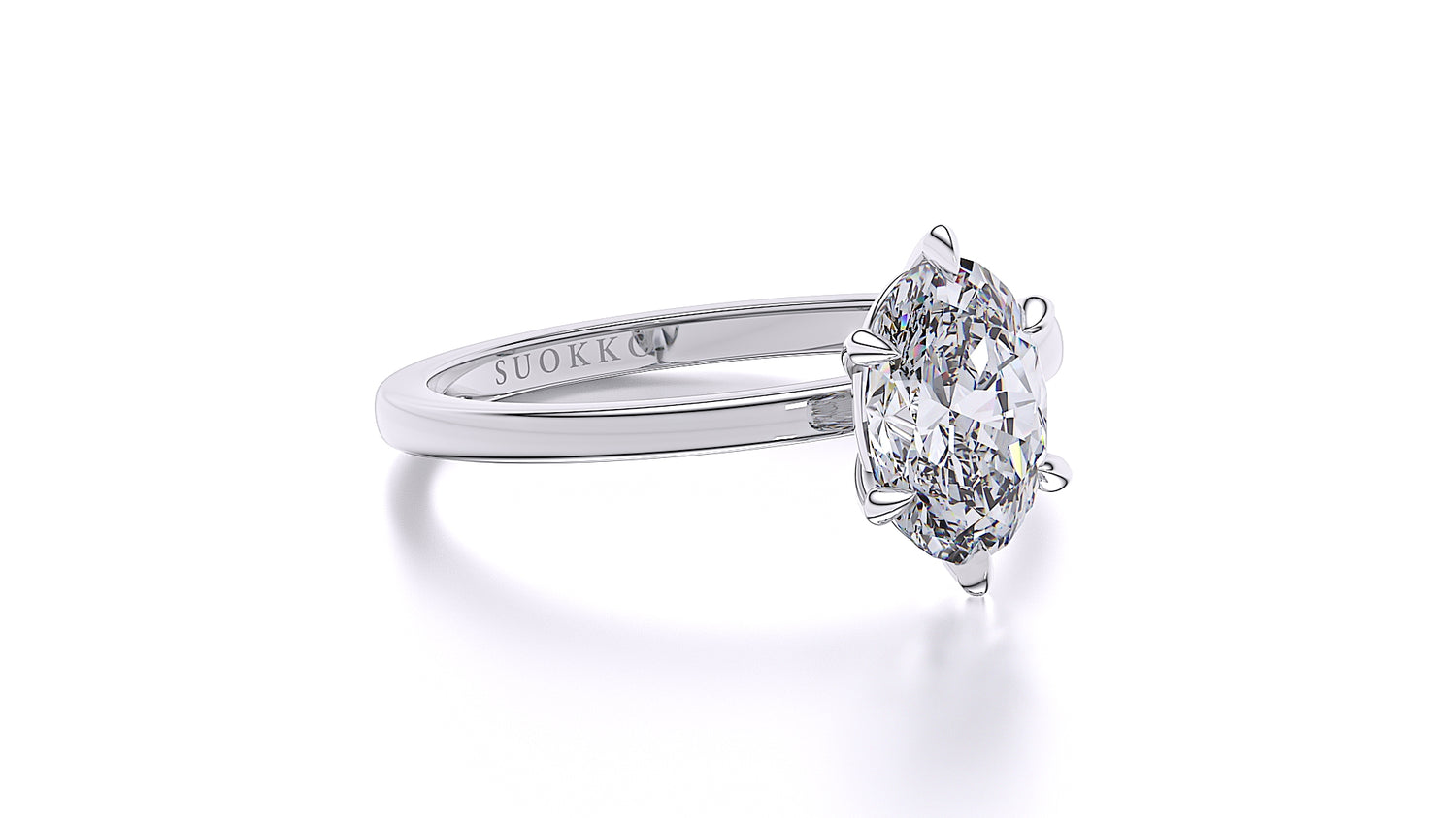 Suokko Timanttikorut -timanttisormus valkokultaa, jossa istutettuna 1 timantti. Tuotekoodi SR007OV150