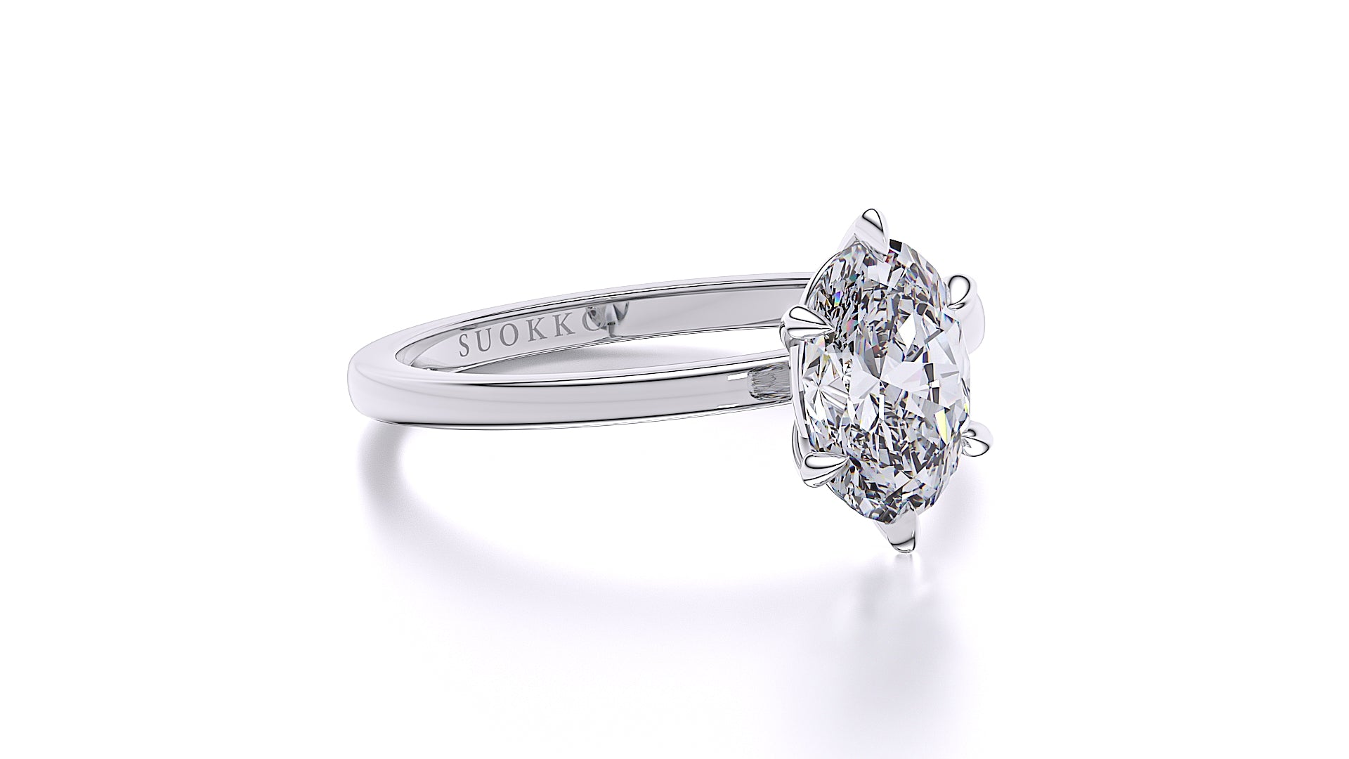Suokko Timanttikorut -timanttisormus valkokultaa, jossa istutettuna 1 timantti. Tuotekoodi SR007OV150