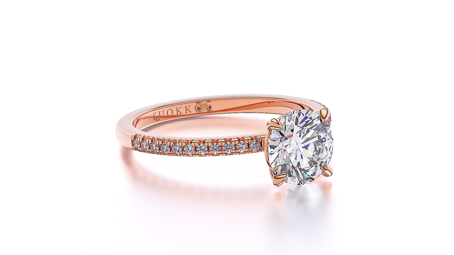 Suokko Timanttikorut -timanttisormus ruusukultaa, jossa istutettuna 23 timanttia. Tuotekoodi SR002BR150