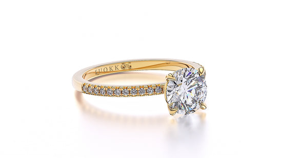 Suokko Timanttikorut -timanttisormus keltakultaa, jossa istutettuna 23 timanttia. Tuotekoodi SR002BR150