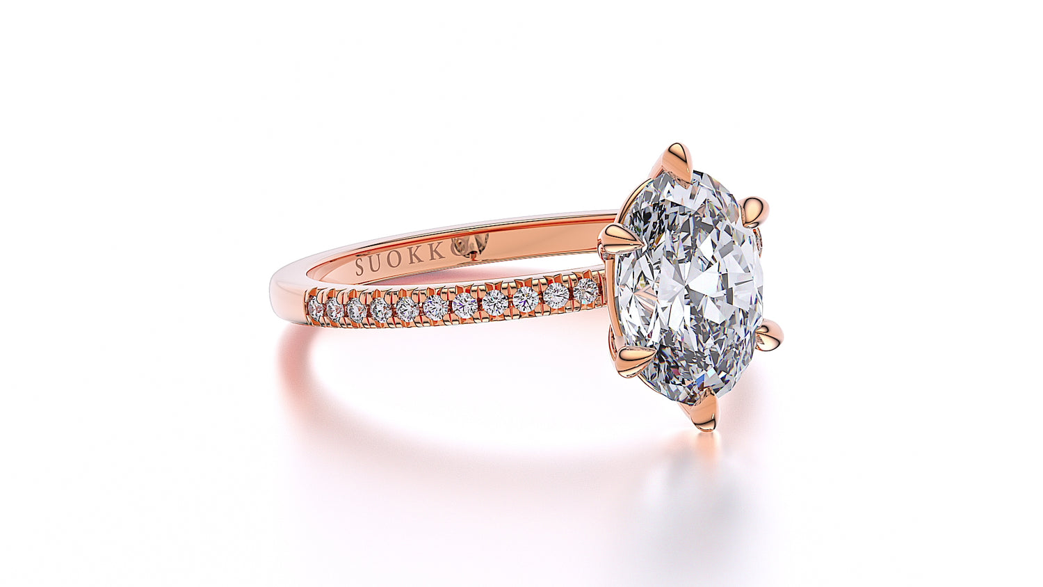 Suokko Timanttikorut -timanttisormus ruusukultaa, jossa istutettuna 23 timanttia. Tuotekoodi SR008OV200