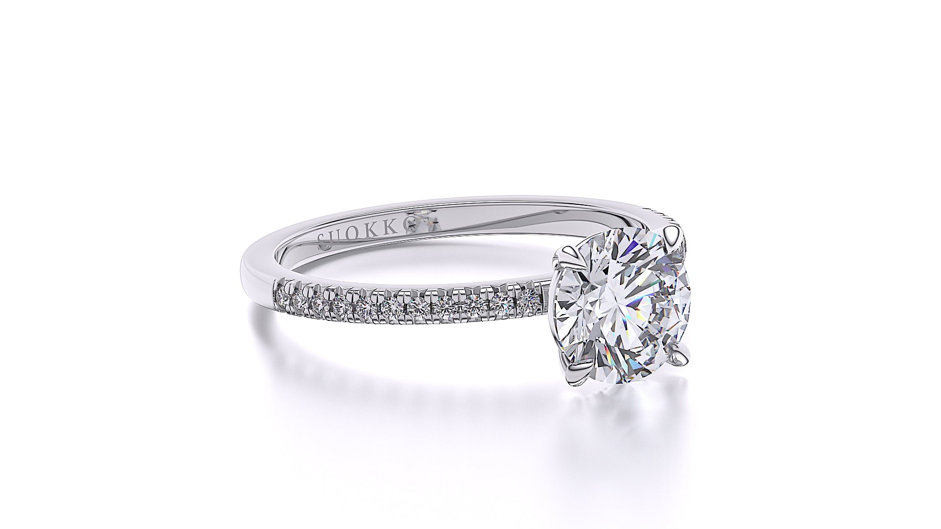 Suokko Timanttikorut -timanttisormus valkokultaa, jossa istutettuna 23 timanttia. Tuotekoodi SR002BR150