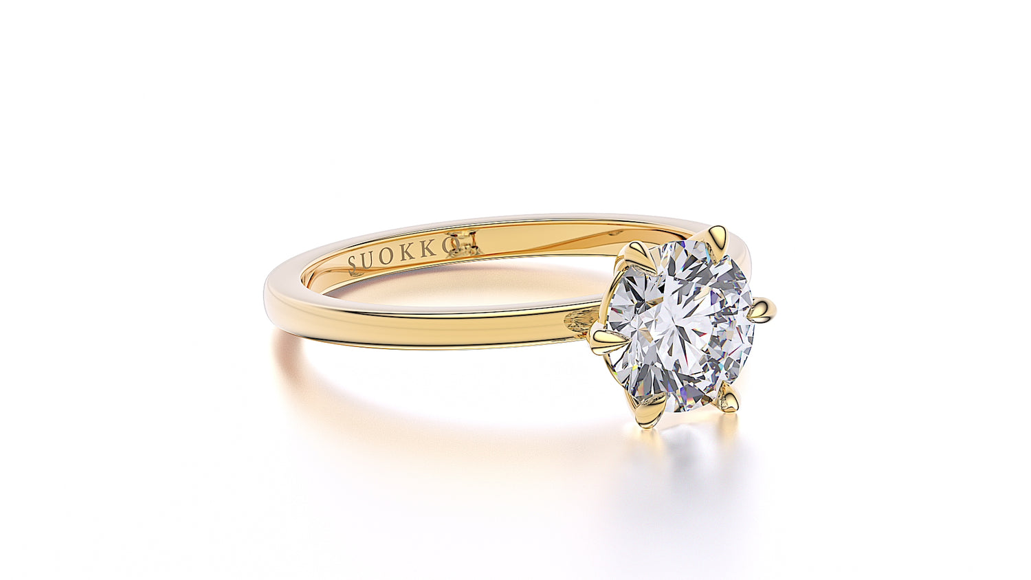 Suokko Timanttikorut -timanttisormus keltakultaa, jossa istutettuna 1 timantti. Tuotekoodi SR003BR150